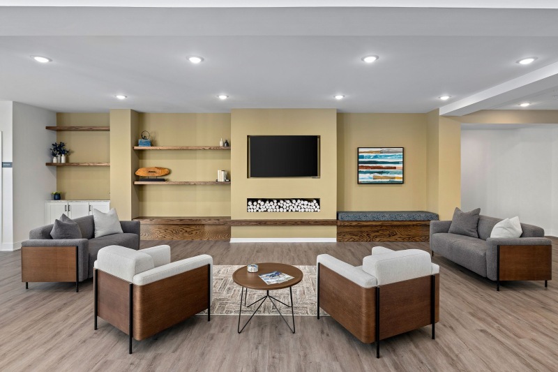 a room with couches and a tv