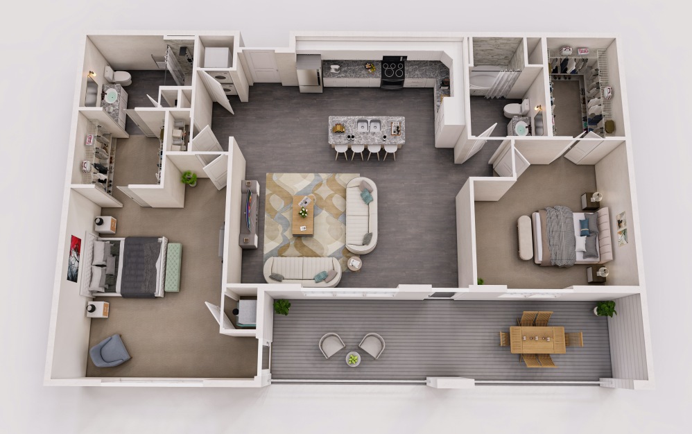 The Grand - 2 bedroom floorplan layout with 2 bathrooms and 1630 square feet