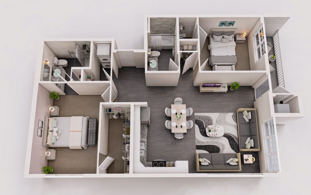 The Union - 2 bedroom floorplan layout with 2 bathrooms and 1034 square feet